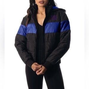 NFL New York Giants Black Hooded Puffer Jacket